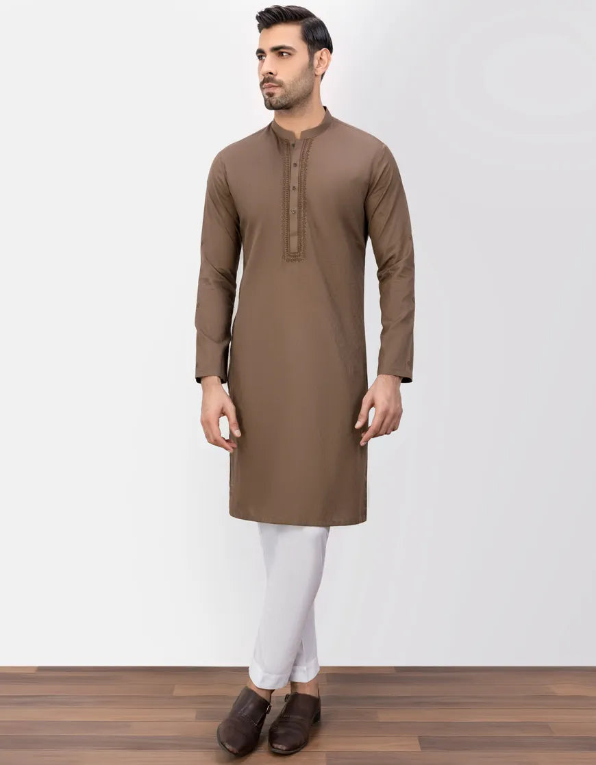 BROWN COTTON KURTA | JJK-S-34439