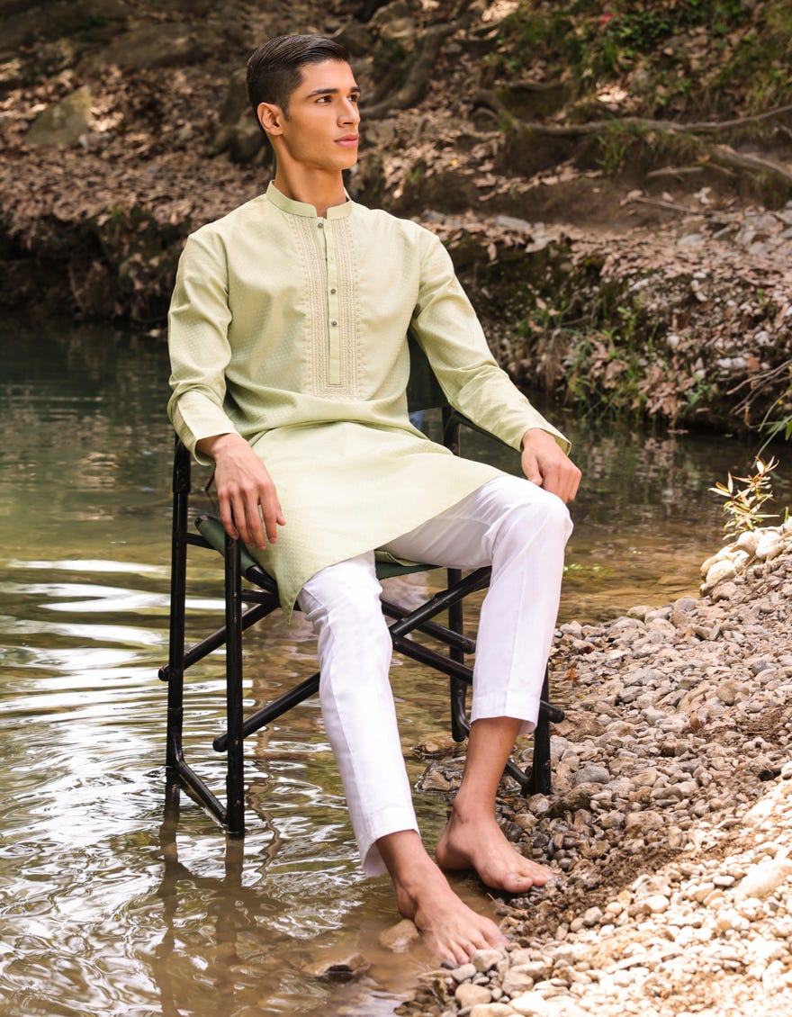 Light Green Cotton Teen Boy's Kurta | Jtk-S-34445