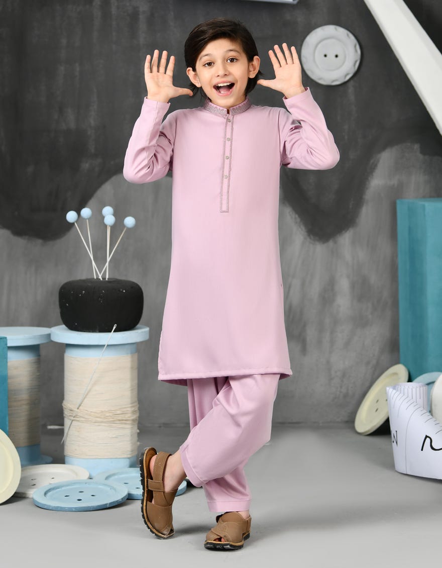 Flamingo Pink Blended Kid's Kameez Shalwar | Jcks-S-34447