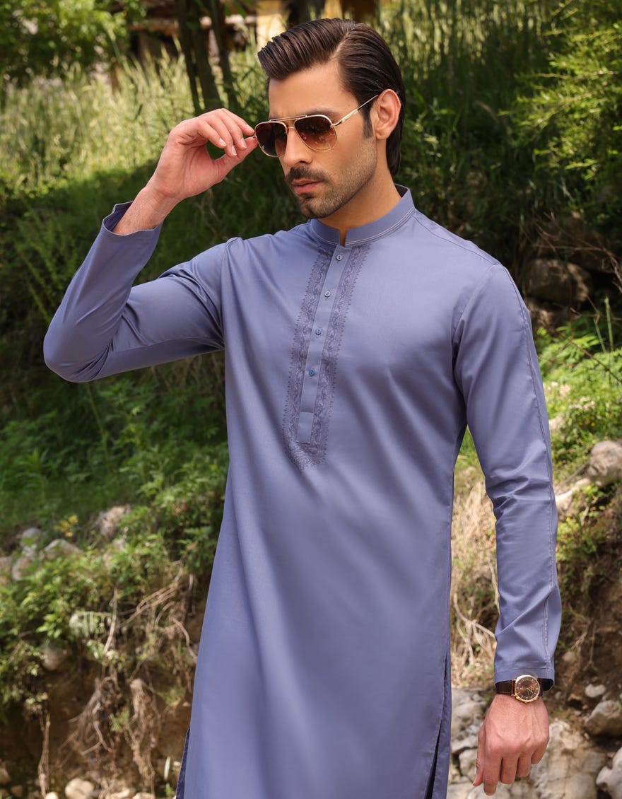 Blue Cotton Men's Kurta Pajama | Jjkp-S-34454