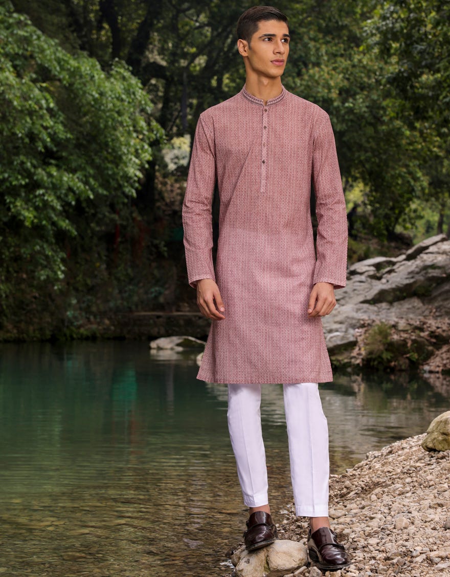 Rust Cotton Teen Boy's Kurta | Jtk-S-34459
