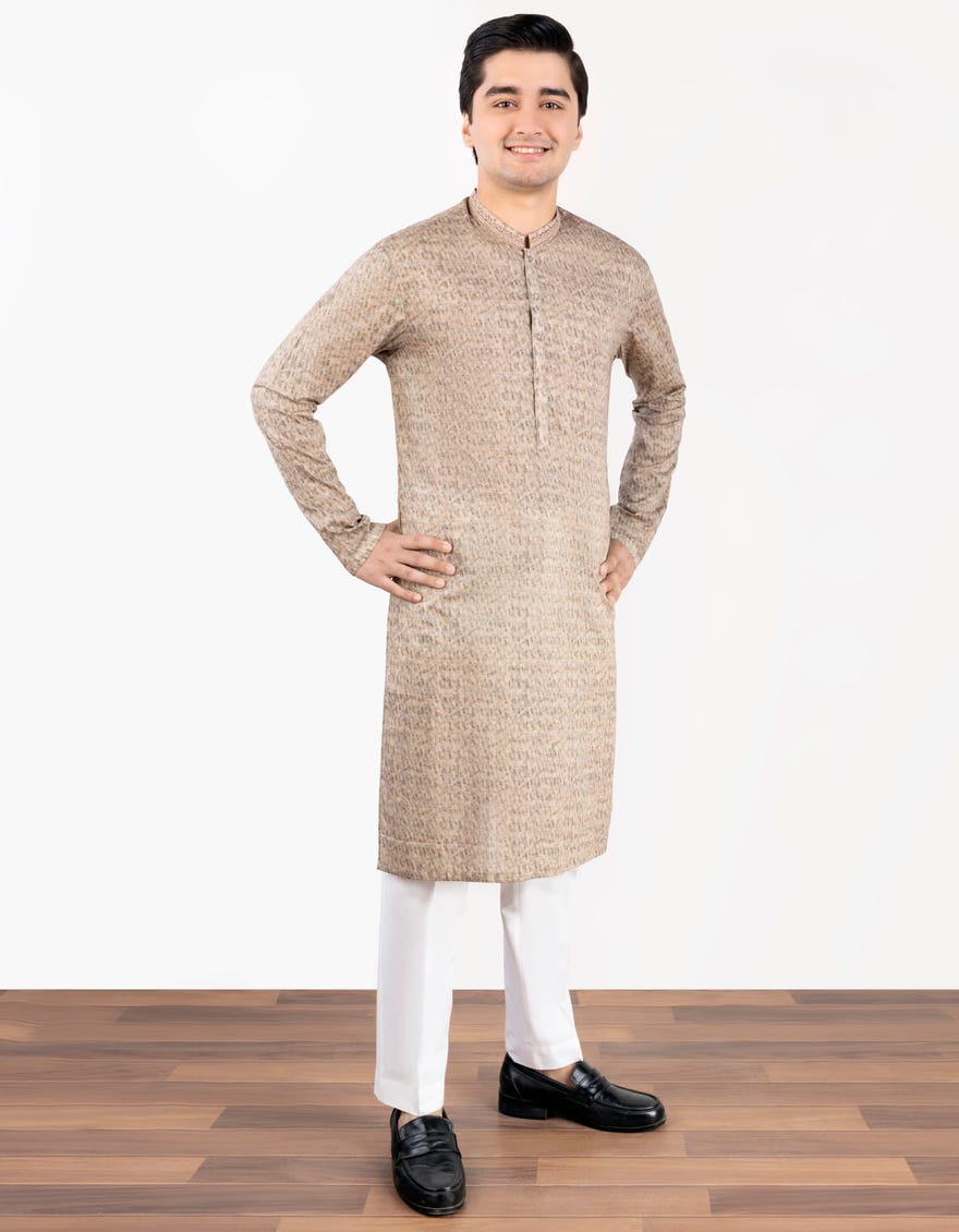 Brown Cotton Teen Boy's Kurta | Jtk-S-34460