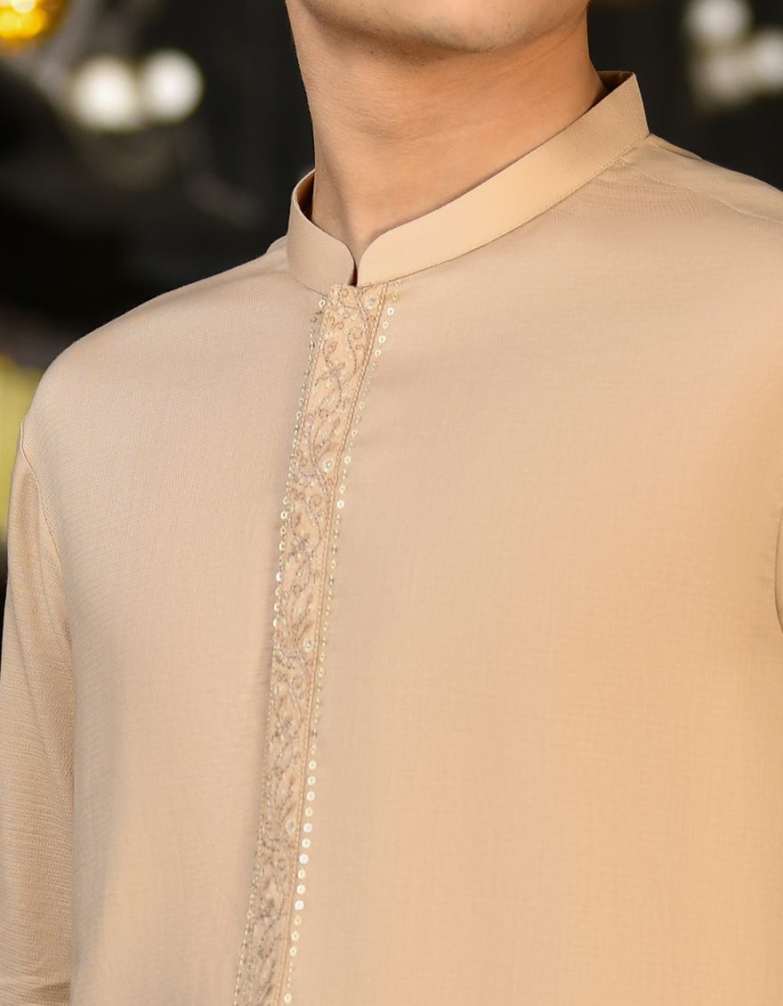BEIGE COTTON KAMEEZ SHALWAR | JTKS-S-34475