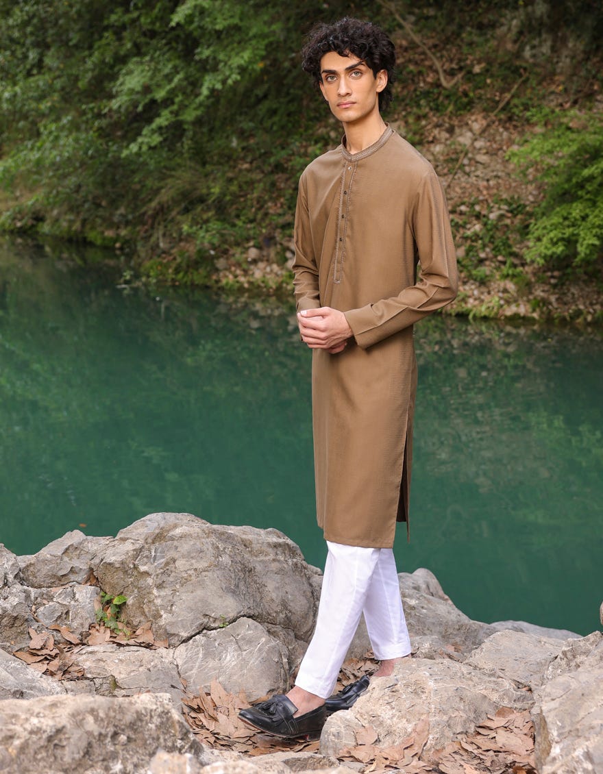 Yellow Blended Teen Boy's Kurta | Jtk-A-34489
