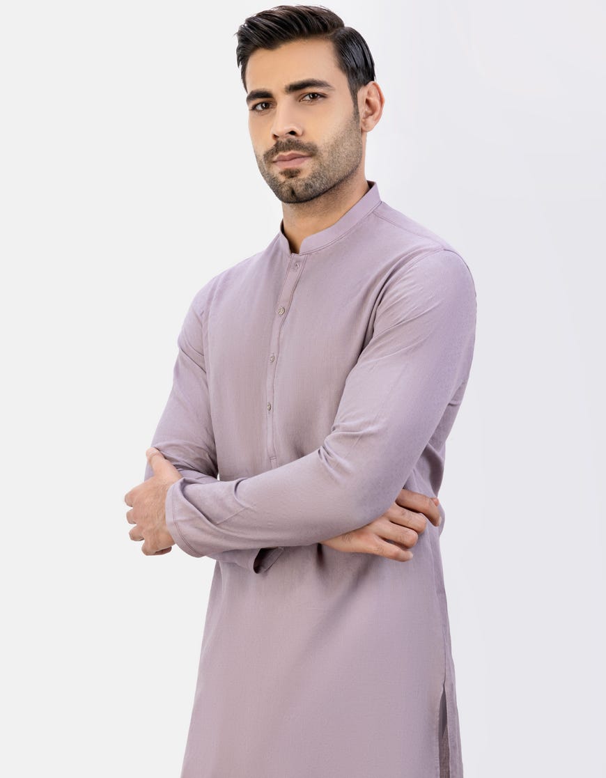 Lilac Cotton Men's Kurta | Jjk-S-34511