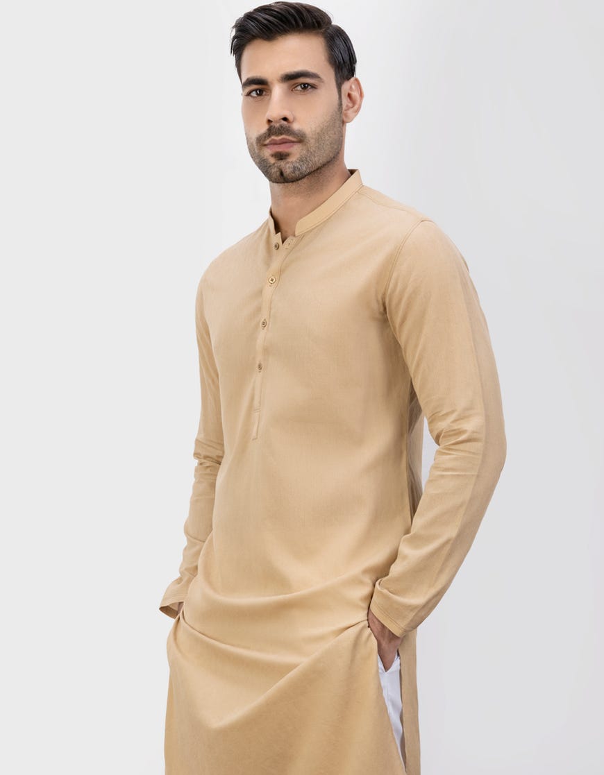 Mustard Cotton Men's Kurta | Jjk-S-34512