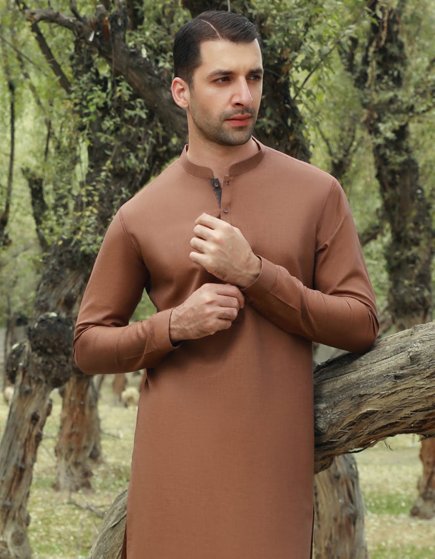 Rust Cotton Men's Kurta | Jjk-S-34519