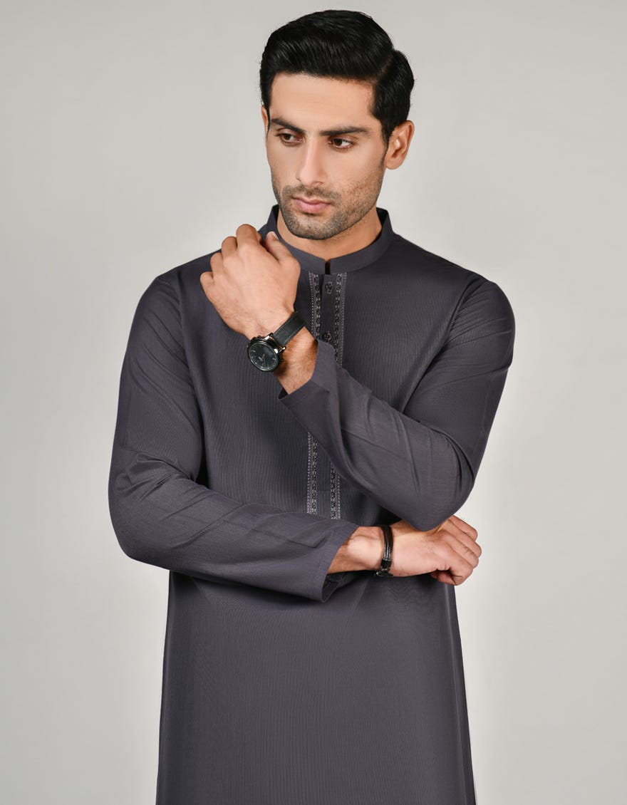 Dull Purple Blended Men's Kameez Shalwar | Jjks-S-34527