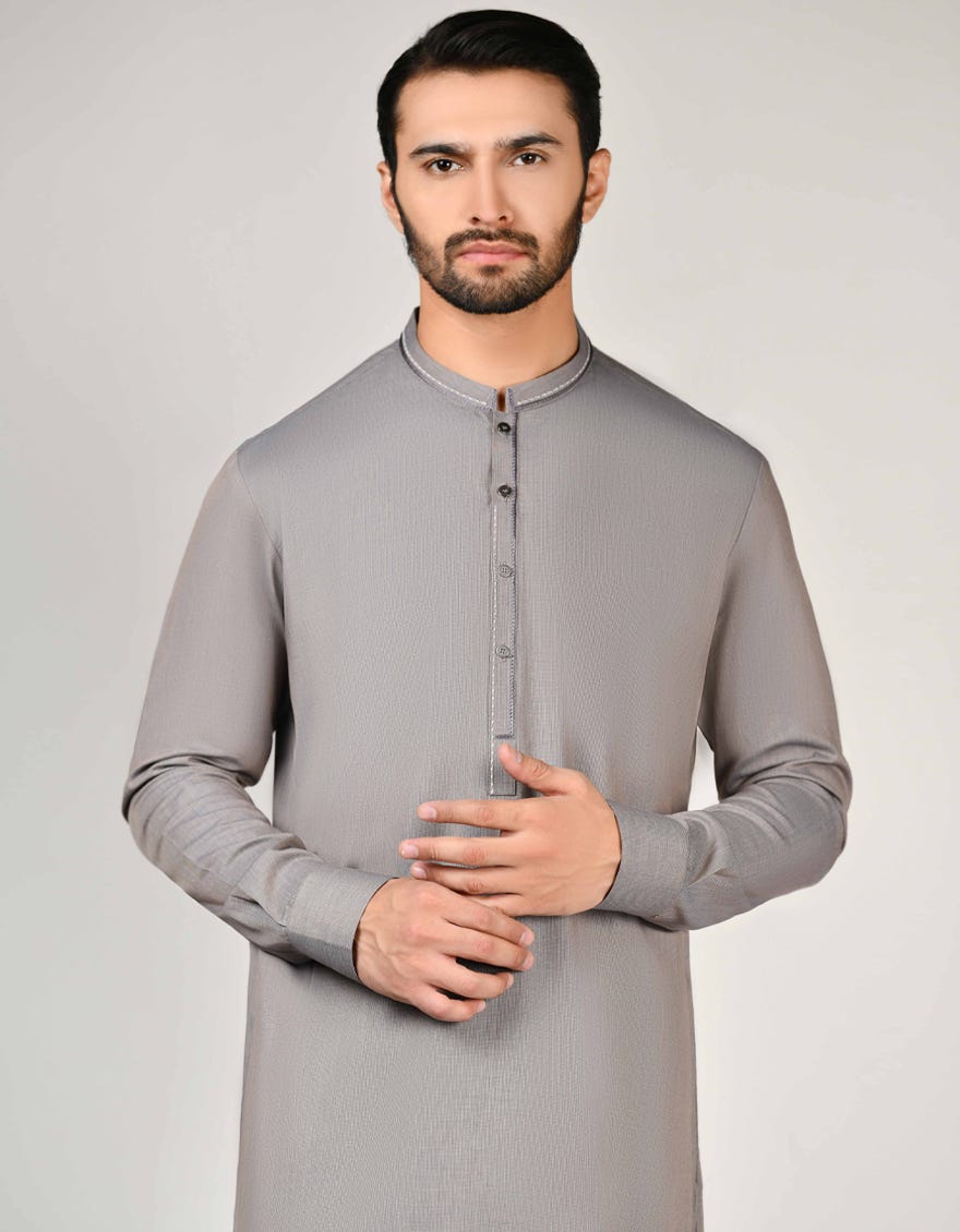 Light Brown Cotton Men's Kameez Shalwar | Jjks-S-34530