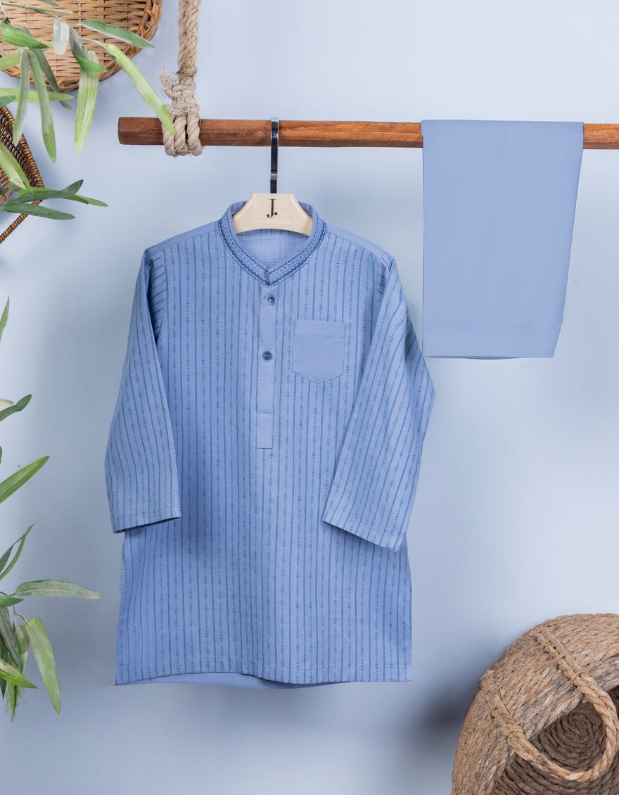 Sky Blue Cotton Kameez Shalwar | Jjiks-S-34531