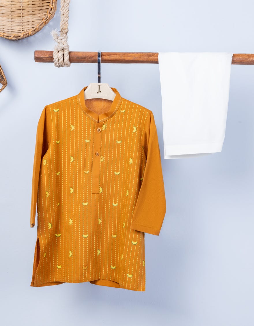 Orange Cotton Kameez Shalwar | Jjiks-A-34541