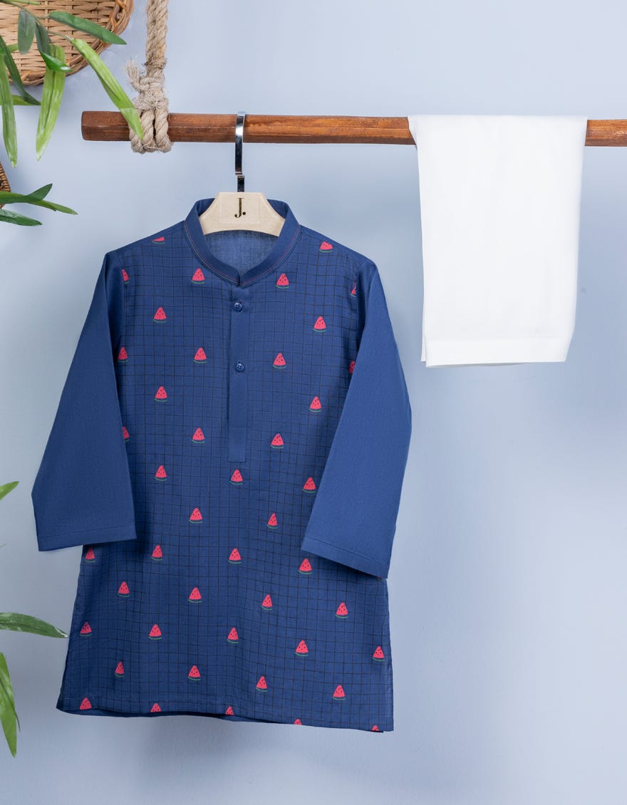 Navy Blue Cotton Kameez Shalwar | Jjiks-A-34542