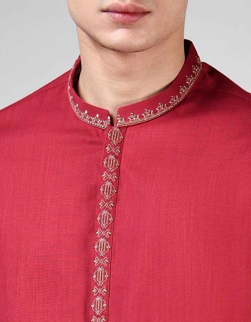 DULL RED COTTON KURTA | JTK-W-34564