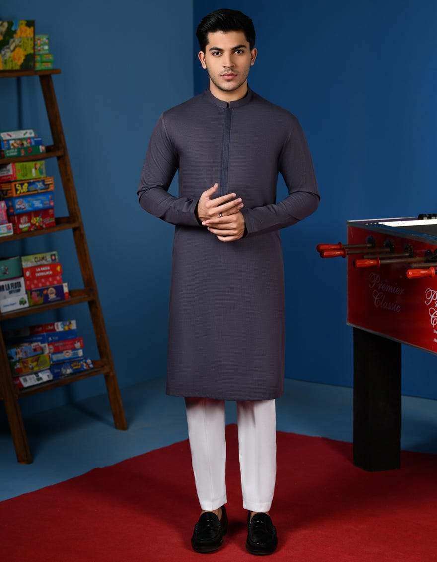 Dark Purple Cotton Teen Boy's Kurta | Jtk-A-34566