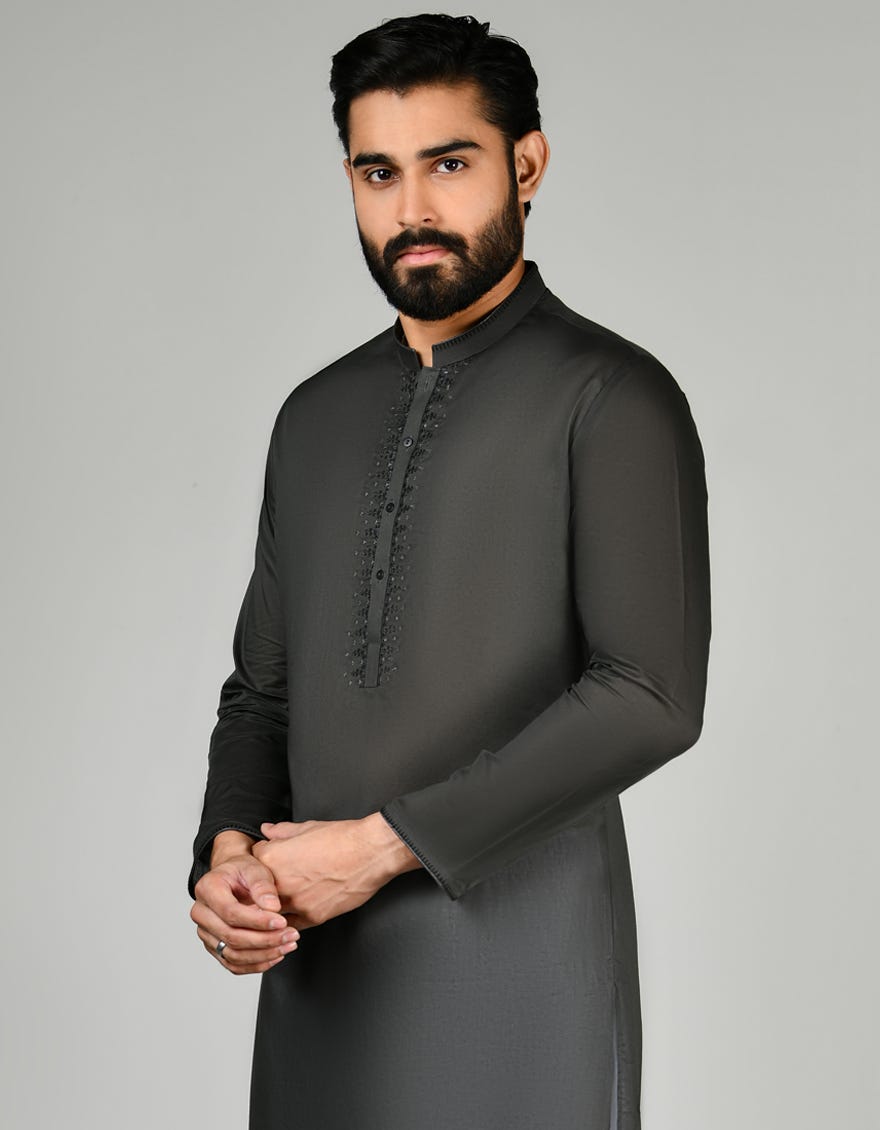 Charcol Cvc Men's Kurta | Jjk-S-34579