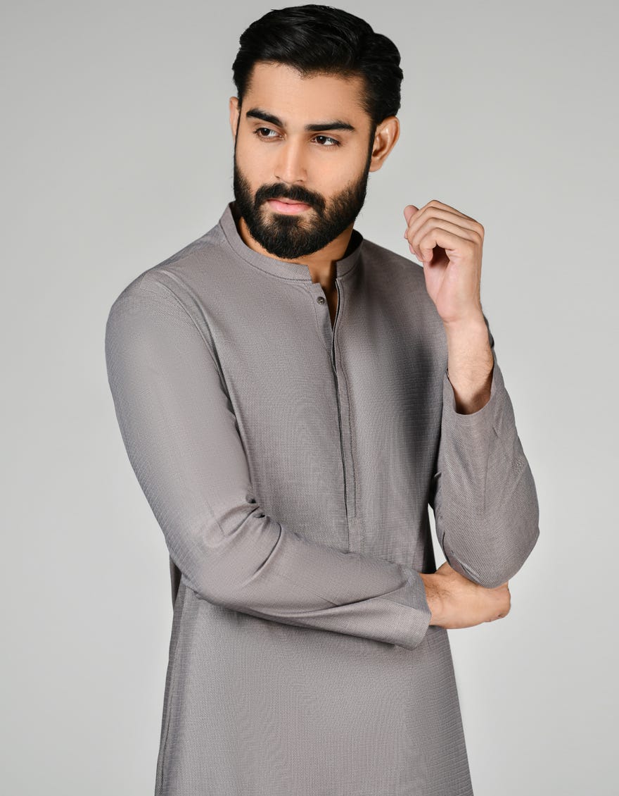 Mud Brown Cotton Men's Kurta | Jjk-S-34586