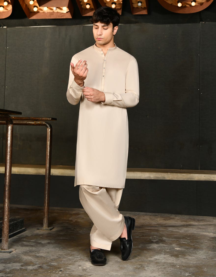 Fawn Cotton Teen Boy's Kameez Shalwar | Jtks-S-34593