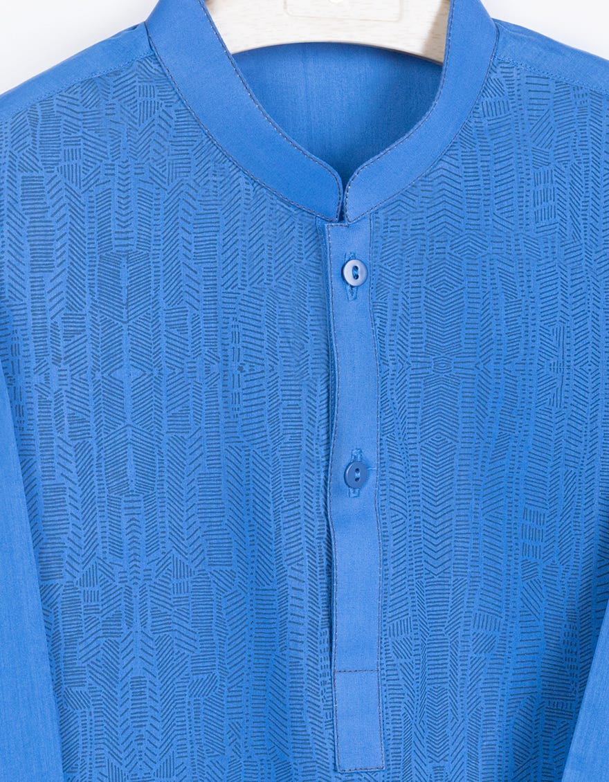 BLUE COTTON INFANT KAMEEZ SHALWAR | JJIKS-S-34594