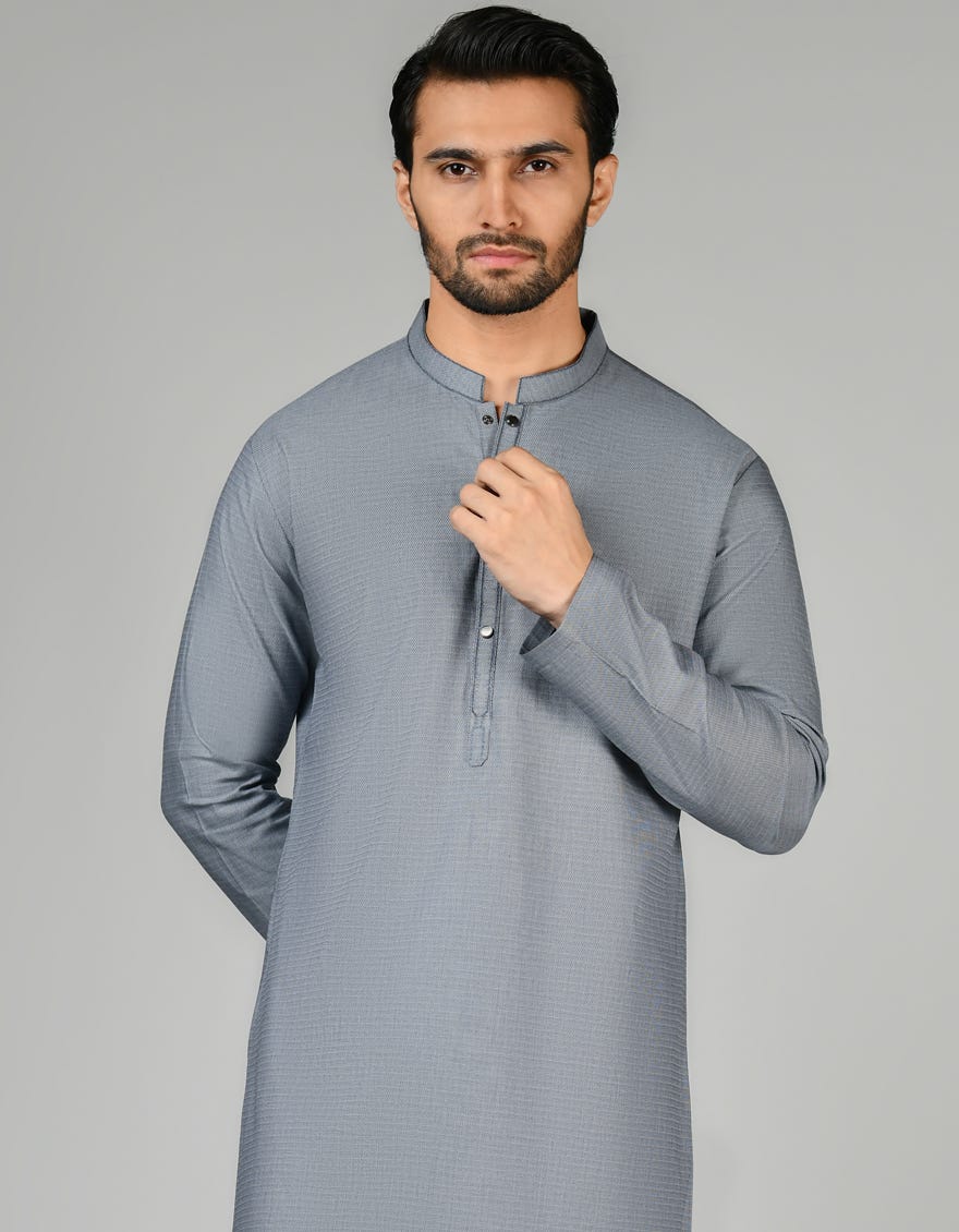 Dull Grey Cotton Men's Kurta | Jjk-S-34602