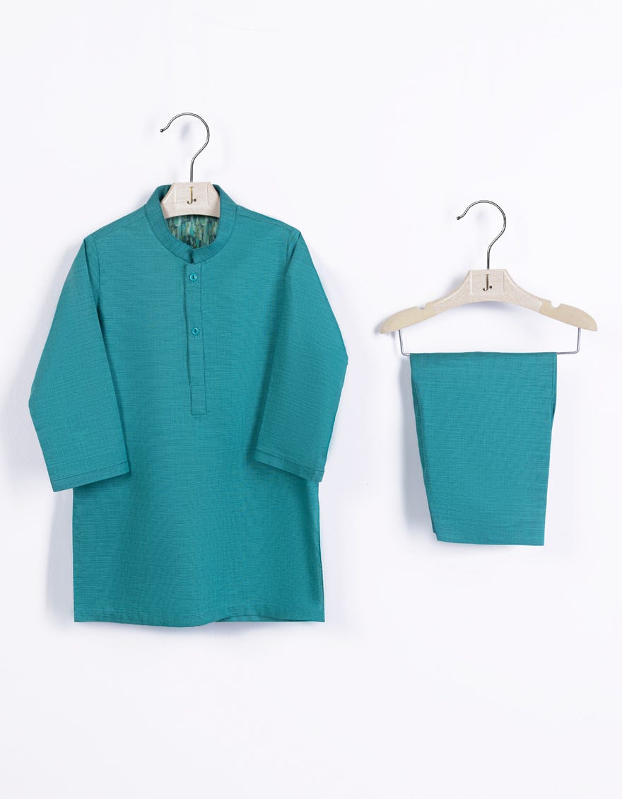 Sea Green Blended Infant Kameez Shalwar | Jjiks-S-34604