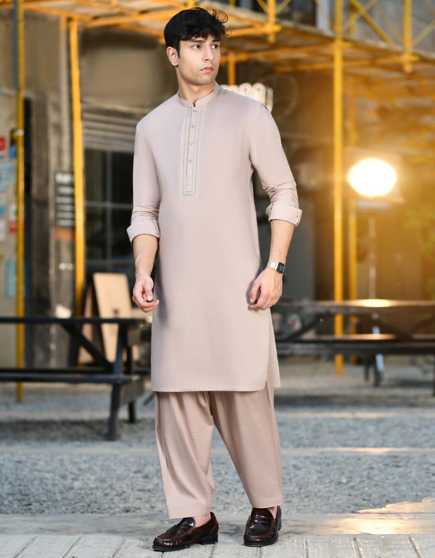 Fawn Cotton Teen Boy's Kameez Shalwar | Jtks-S-34610