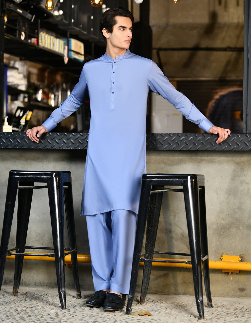 Sky Blue Cotton Teen Boy's Kameez Shalwar | Jtks-S-34611
