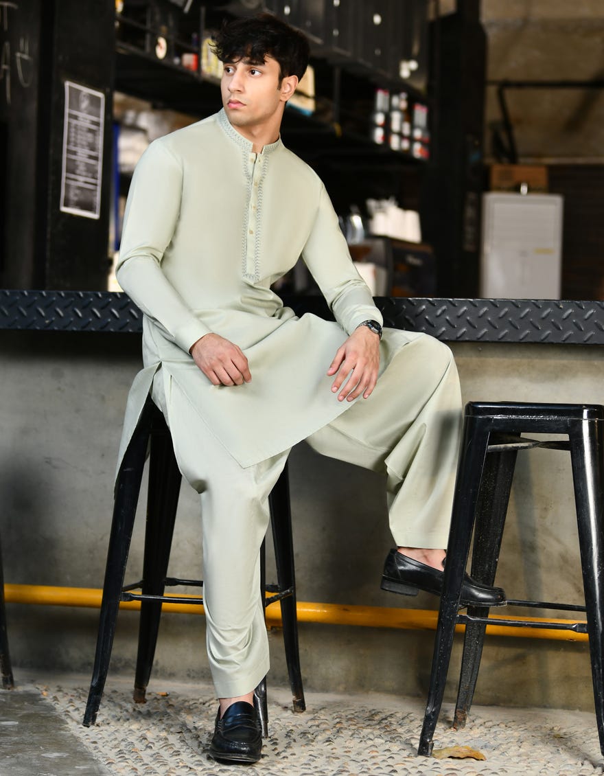 Jade Green Cotton Teen Boy's Kameez Shalwar | Jtks-A-34612