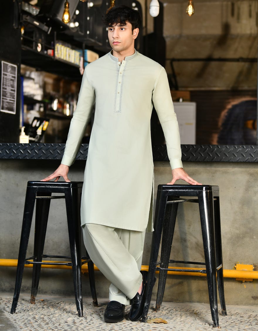 JADE GREEN COTTON KAMEEZ SHALWAR | JTKS-A-34612