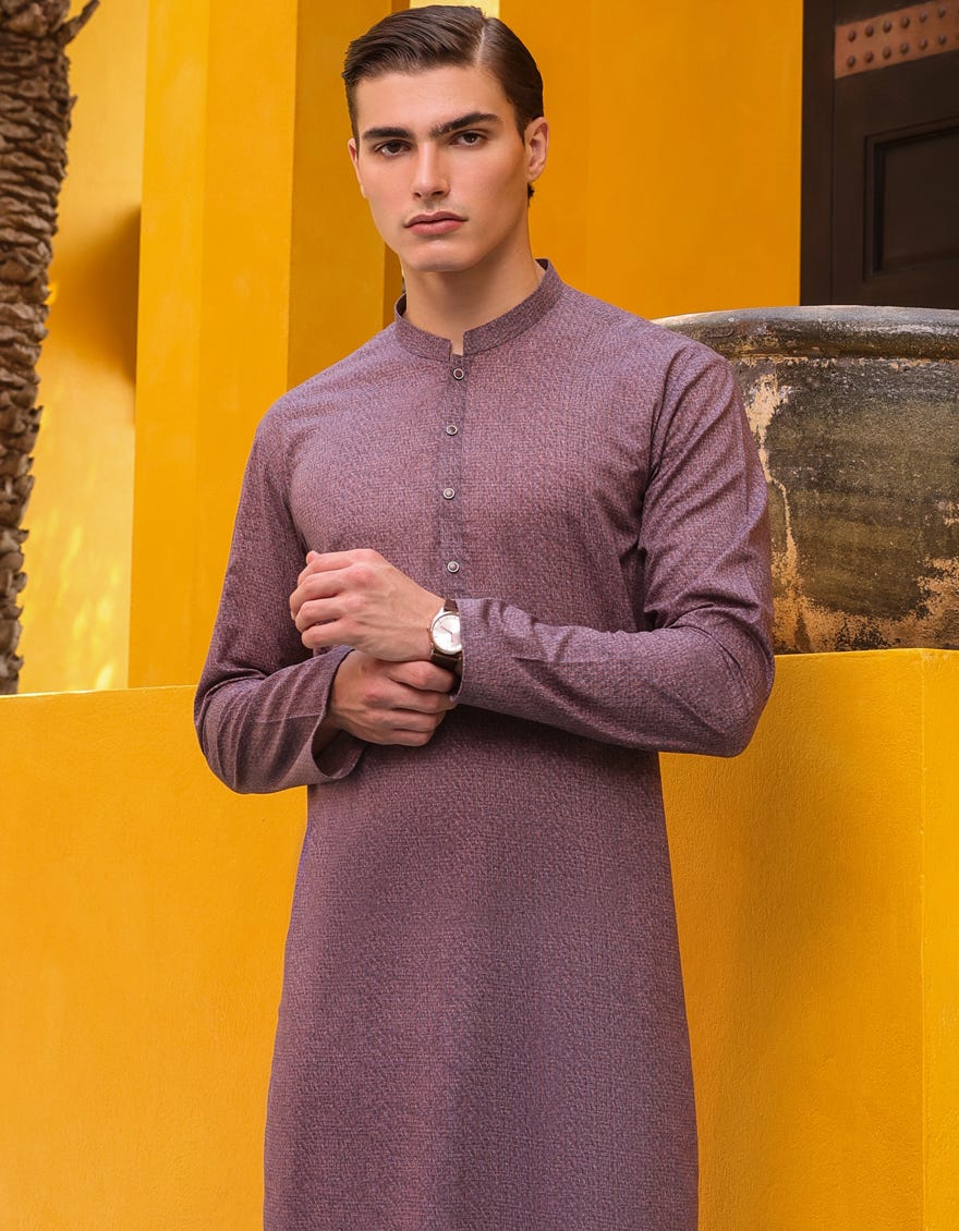 Purple Cotton Men's Kurta | Jjk-S-34615