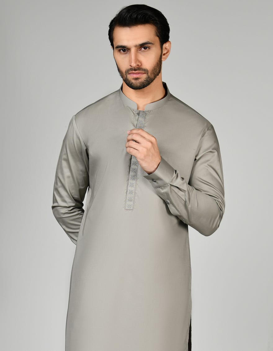 Mud Beige Cotton Men's Kameez Shalwar | Jjks-S-34617