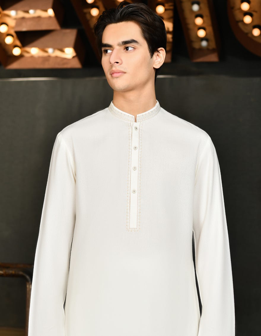 CREAM BLENDED KAMEEZ SHALWAR | JTKS-A-34625