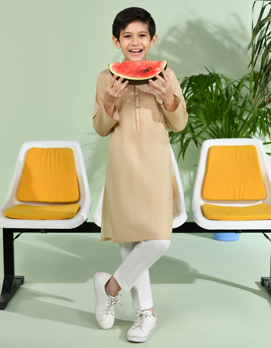 OCHRE COTTON KURTA | JCK-S-34630