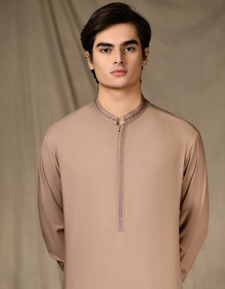 DULL BROWN KAMEEZ SHALWAR | JTKS-S-34643