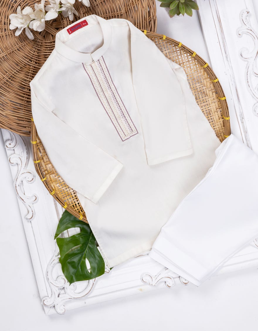 Off White Blended Kameez Shalwar | Jjiks-S-34648