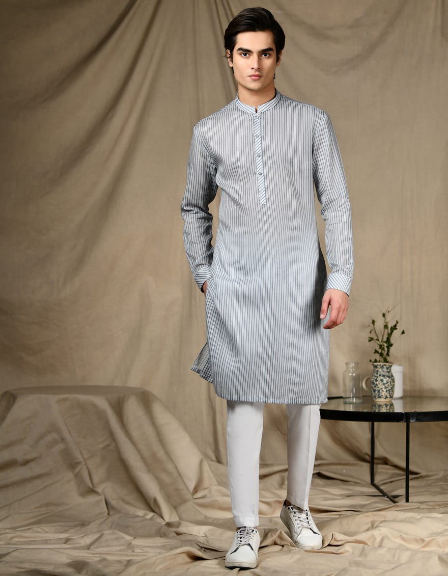 BLUE STRIPE CVC KURTA | JTK-S-34656