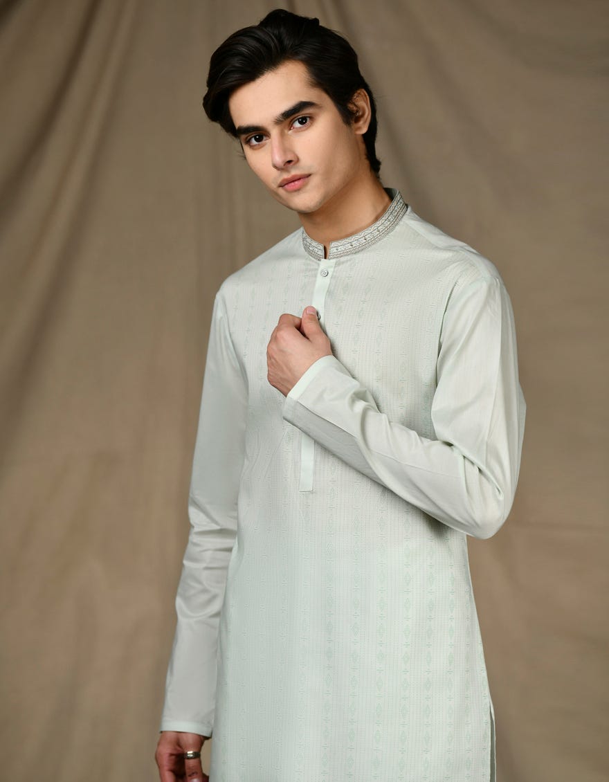 APPLE GREEN COTTON KURTA | JTK-S-34666