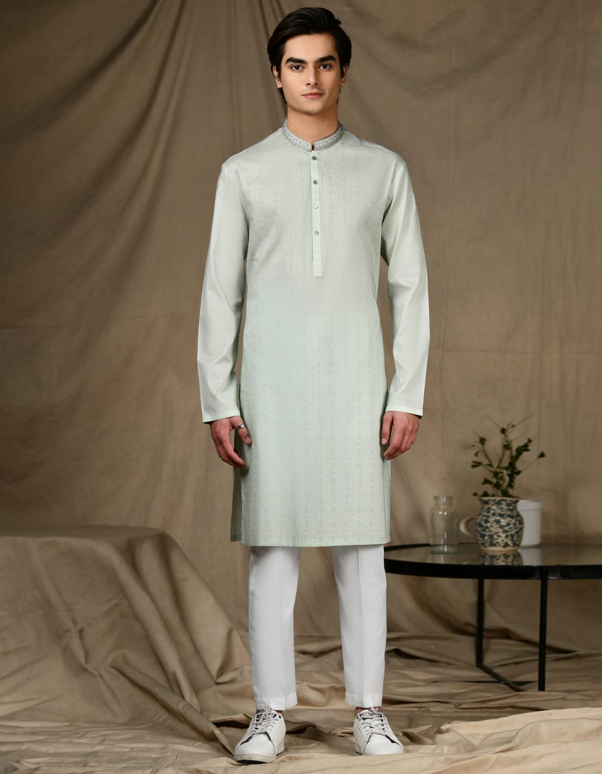 Apple Green Cotton Teen Boy's Kurta | Jtk-S-34666