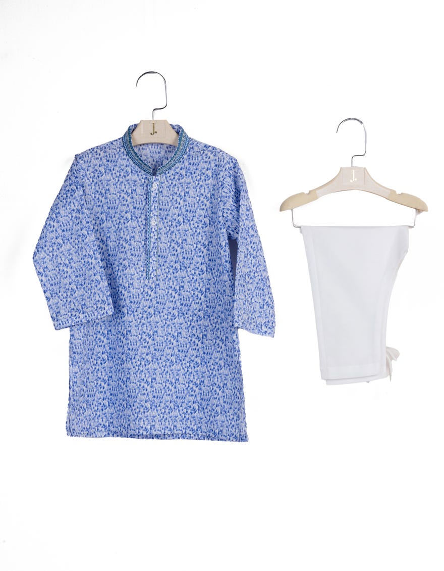 Blue Cotton Kameez Shalwar | Jjiks-S-34676