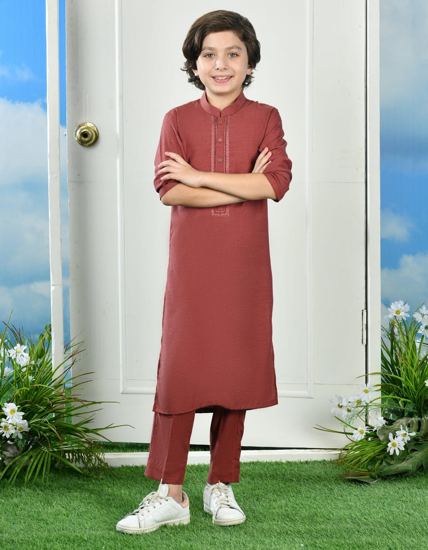 Rust Blended Kurta Pajama | Jckp-A-34683