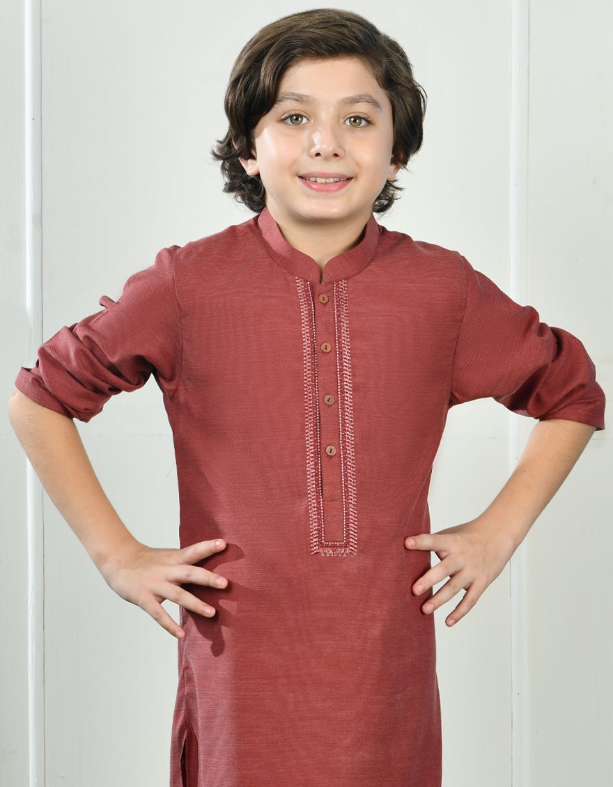 RUST BLENDED KURTA PAJAMA | JCKP-A-34683