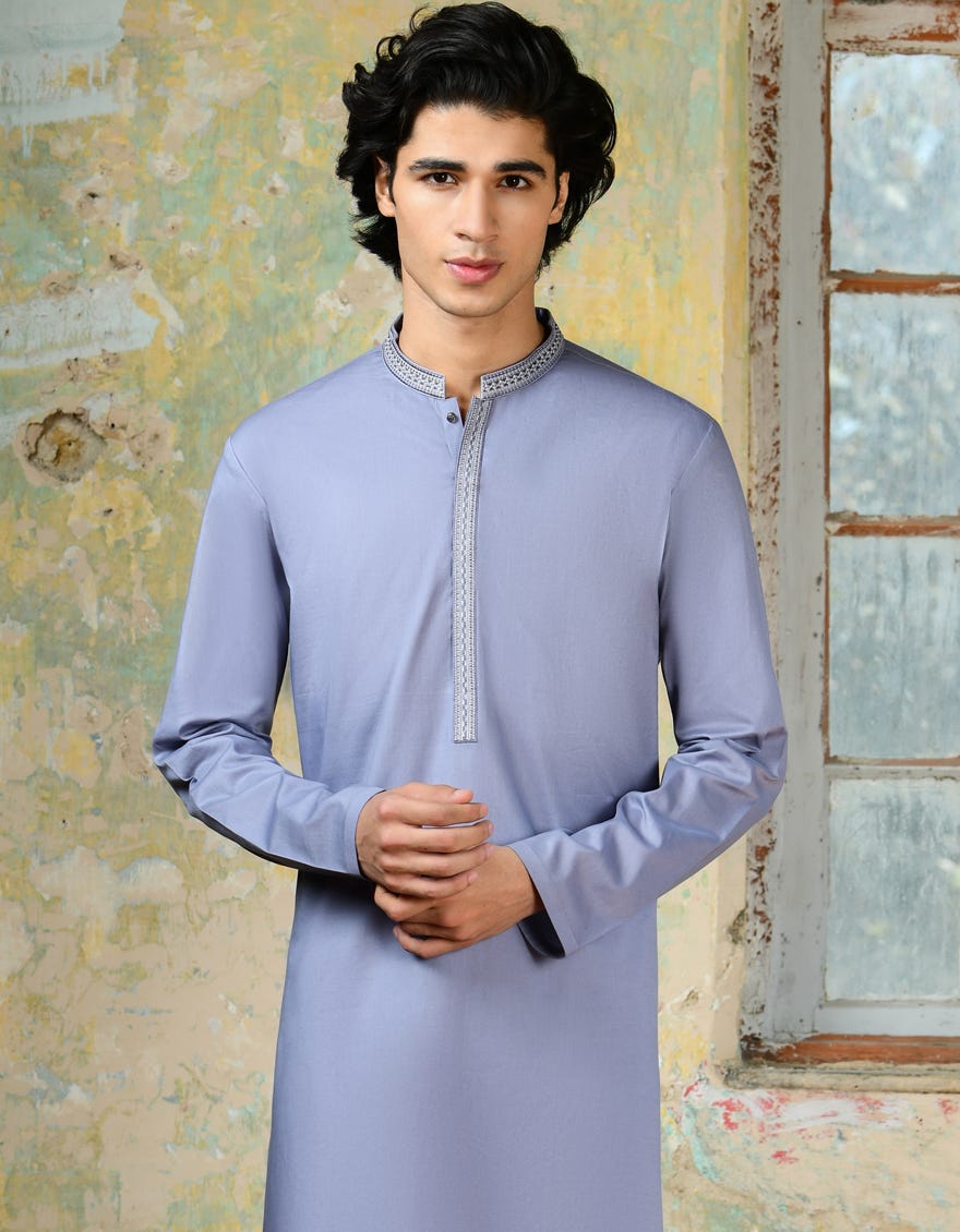 Lilac Cotton Men's Kurta | Jjk-S-34701