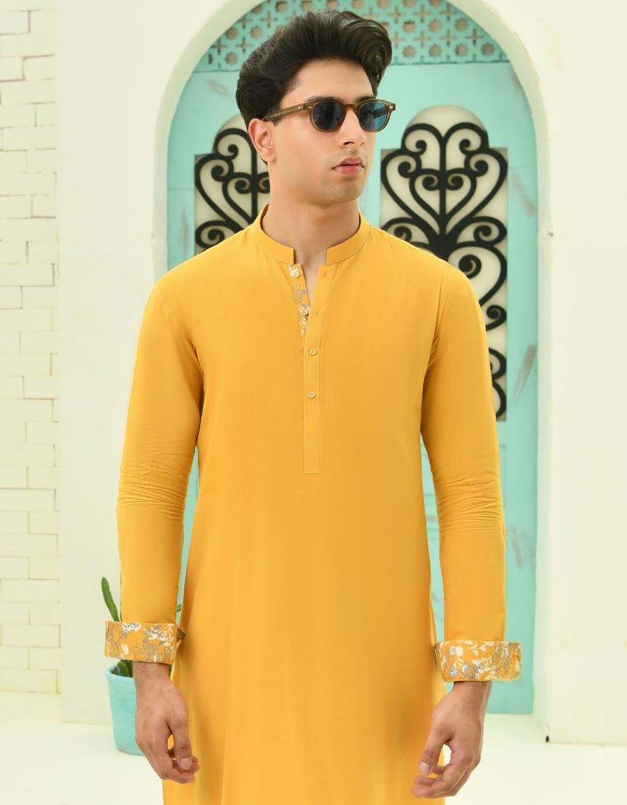 YELLOW COTTON KURTA | JTK-S-34712