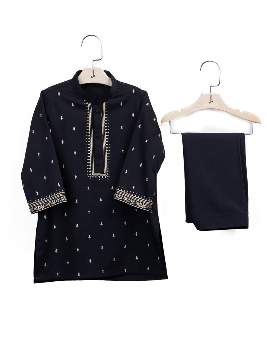 Black Blended Kameez Shalwar | Jjiks-S-34721