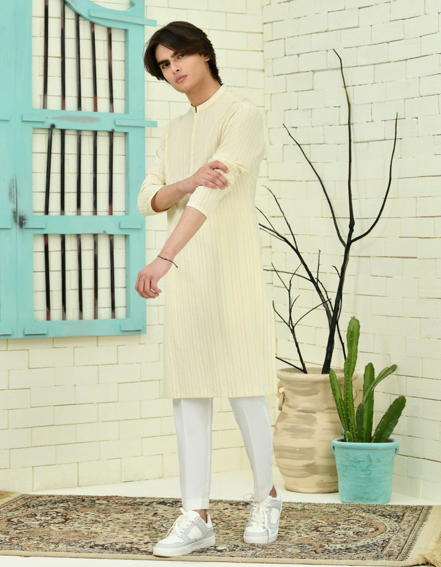 Cream Cotton Teen Boy's Kurta | Jtk-A-34735