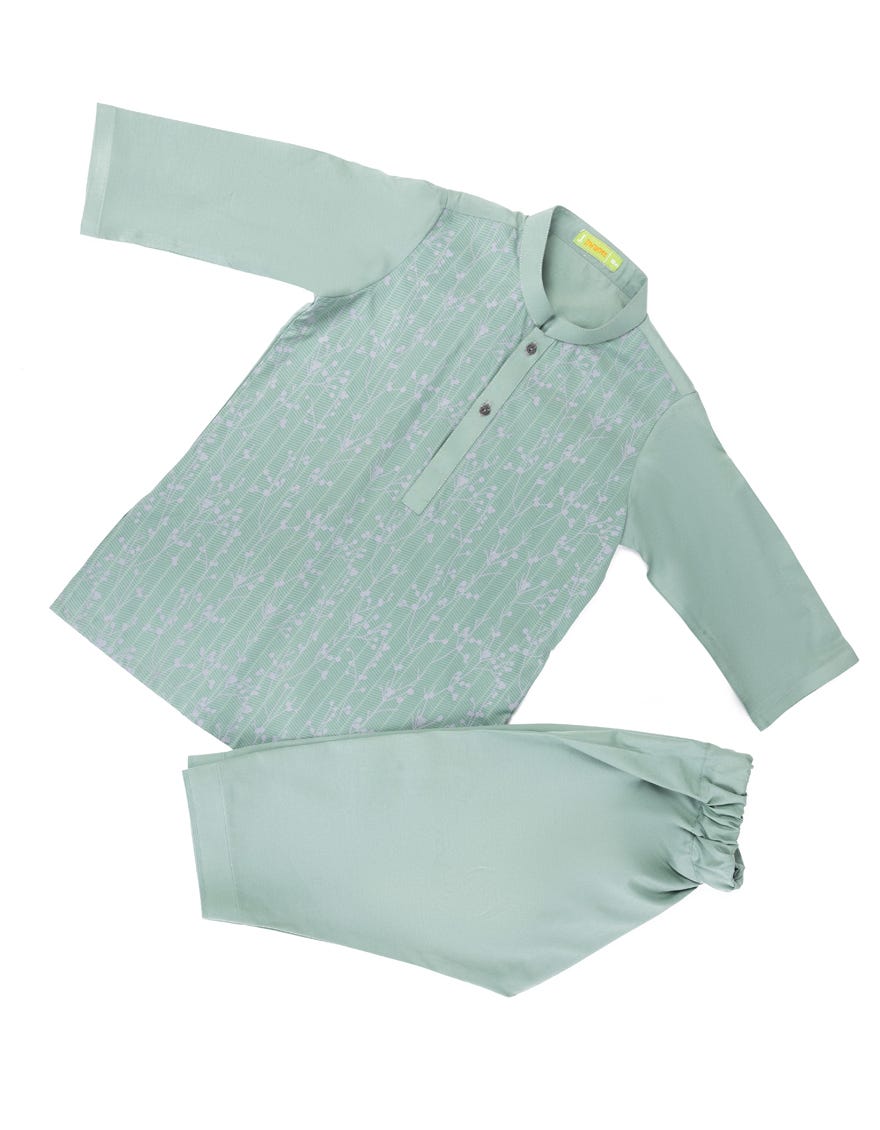 Green Blended Kameez Shalwar | Jjiks-A-34753