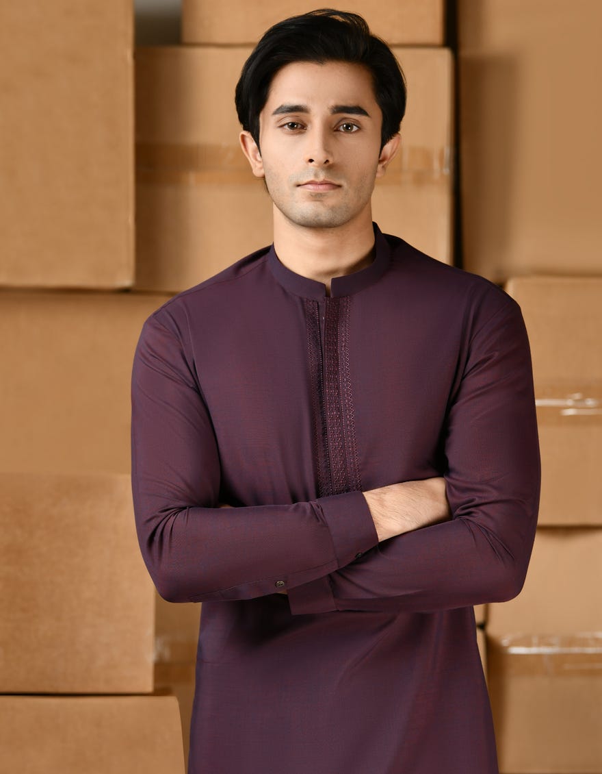 MAROON BLENDED KURTA PAJAMA | JTKP-S-34788