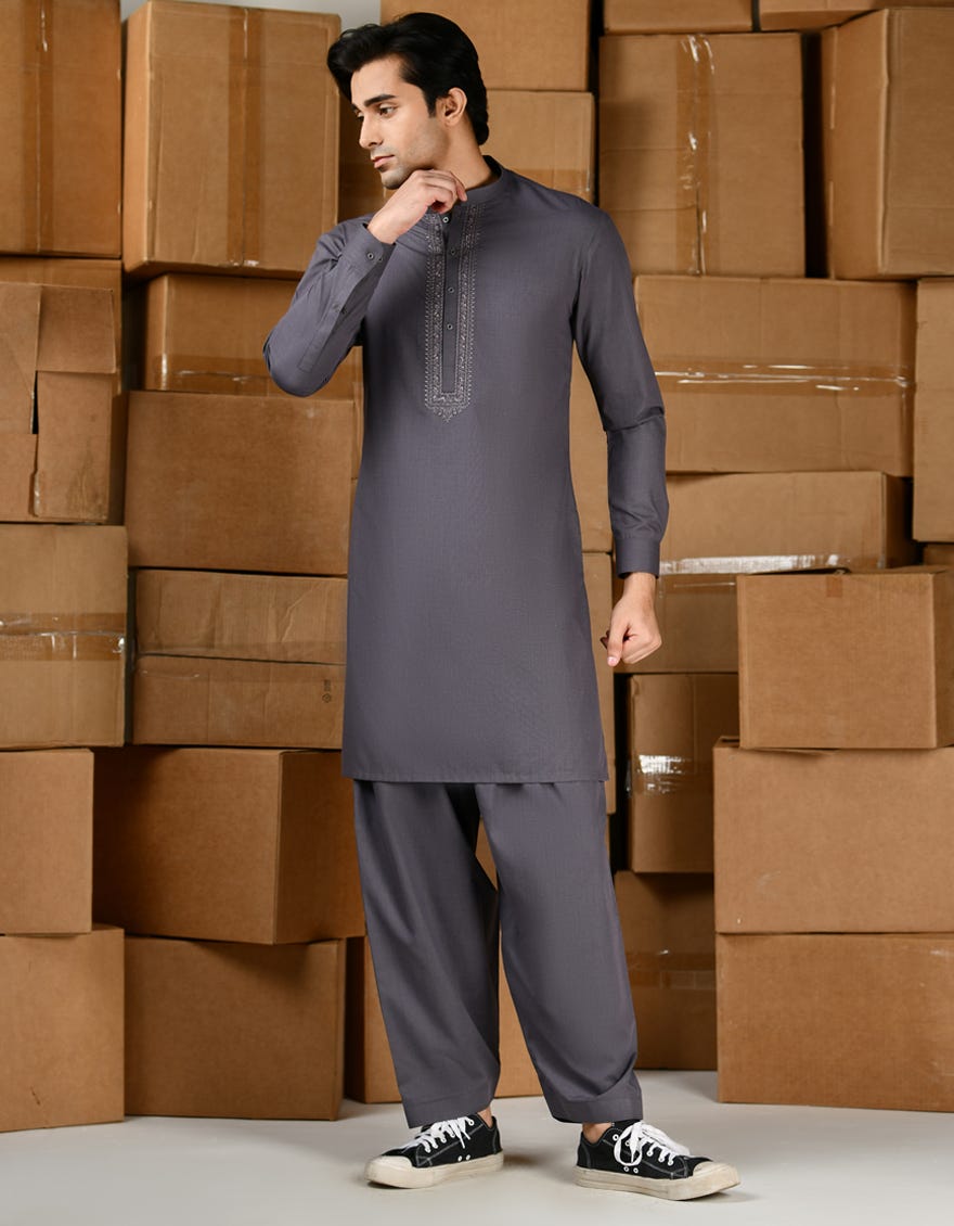 Purple Blended Teen Boy's Kameez Shalwar | Jtks-A-34789