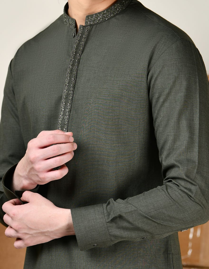 GREEN BLENDED KAMEEZ SHALWAR | JTKS-A-34806