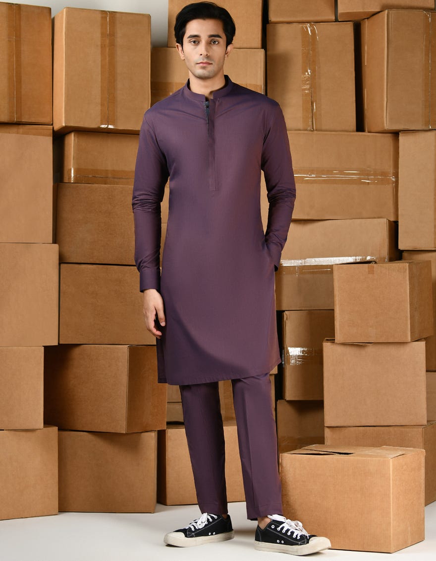 Purple Cotton Kurta Pajama | Jtkp-S-34808