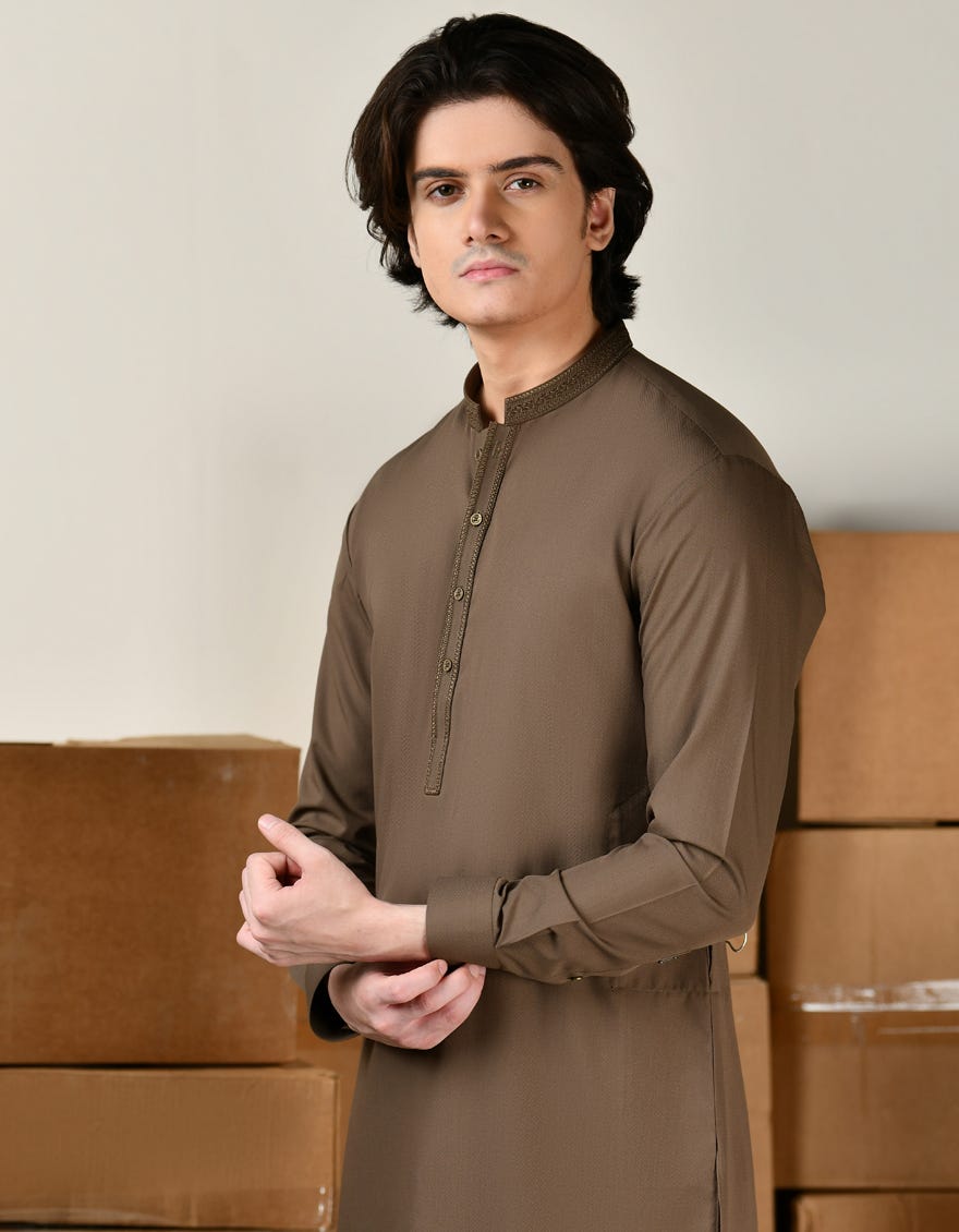 BROWN BLENDED KAMEEZ SHALWAR | JTKS-A-34811